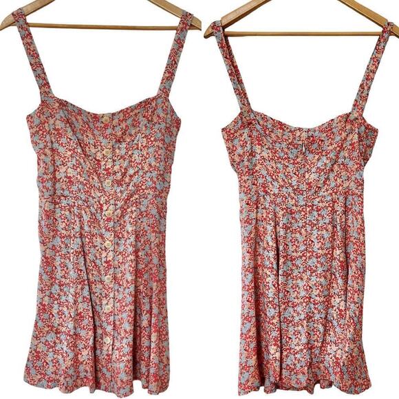 Reformation Jessa Floral Mini Dress Size 2 Pink Dulce Sweetheart Neckline - Picture 2 of 11